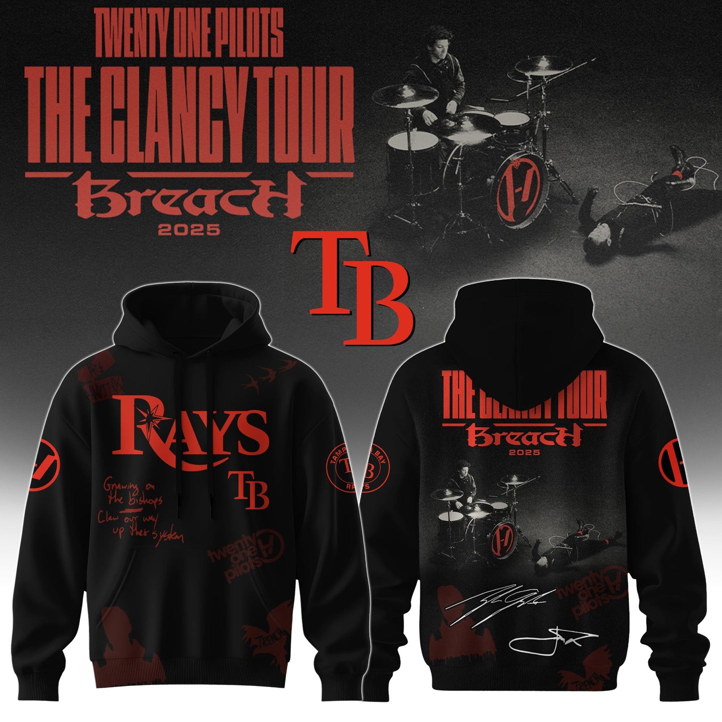 TB x Twenty One Pilots The Glancy Tour 2025 Hoodie Limited Edition