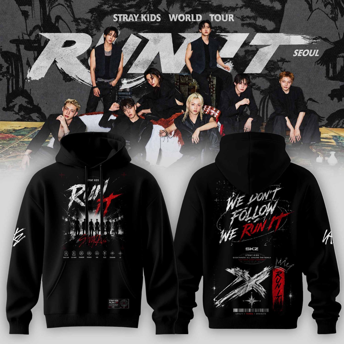 STRAY KIDS – RUN IT WORLD TOUR 2026 Hoodie