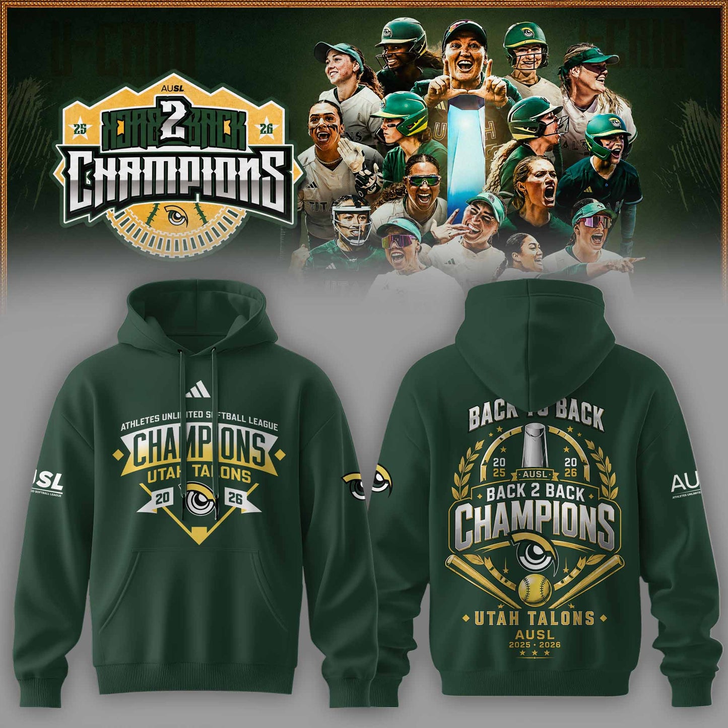 Utah Talons Back-to-Back 2026 Champions Hoodie