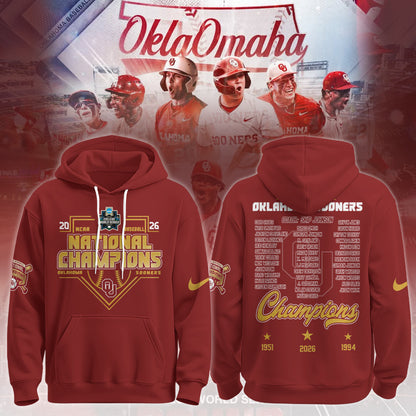 Oklahoma Sooners 2026 NCAA Baseball National Champions Hoodie