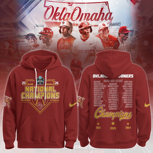 Oklahoma Sooners 2026 NCAA Baseball National Champions Hoodie