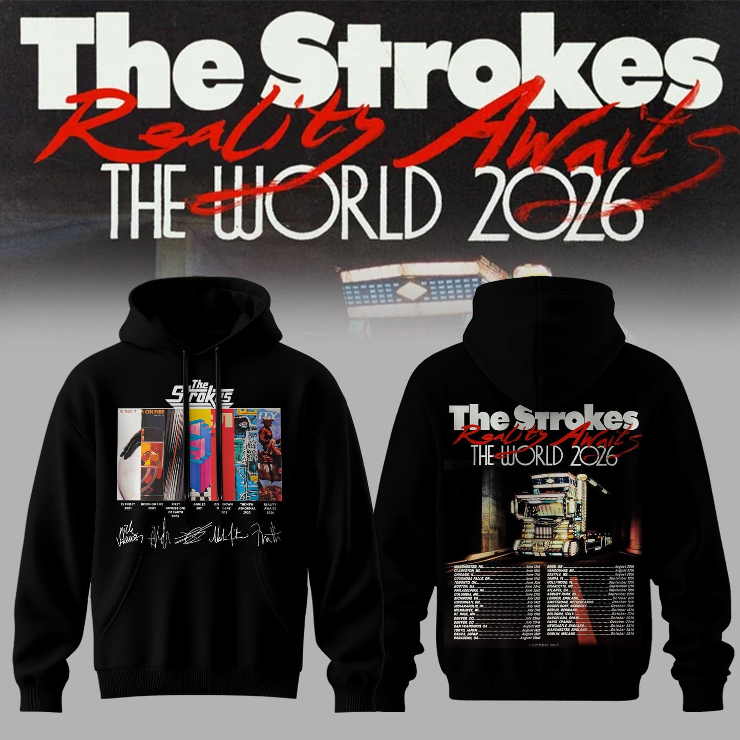 The Strokes – Reality Awaits Tour 2026 Edition Hoodie