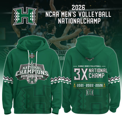 Hawaii Rainbow Warriors Volleyball Men’s NCAA CHAMPIONS 2026 Hoodie
