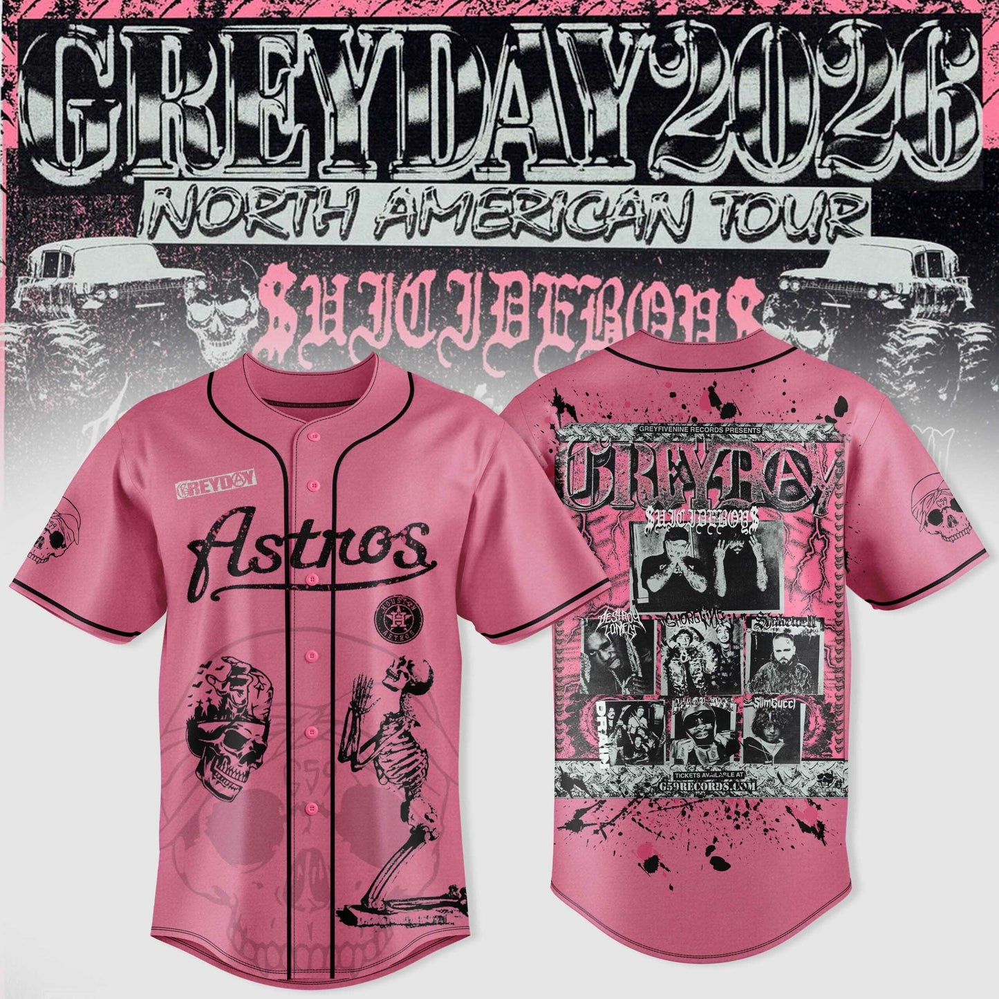 Houston Astros X $uicideboy$ Greyday 2026 “ North American Tour Jersey