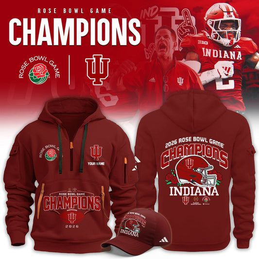 Indiana Hoosiers 2026 Rose Bowl Limited Half Zip Hoodie