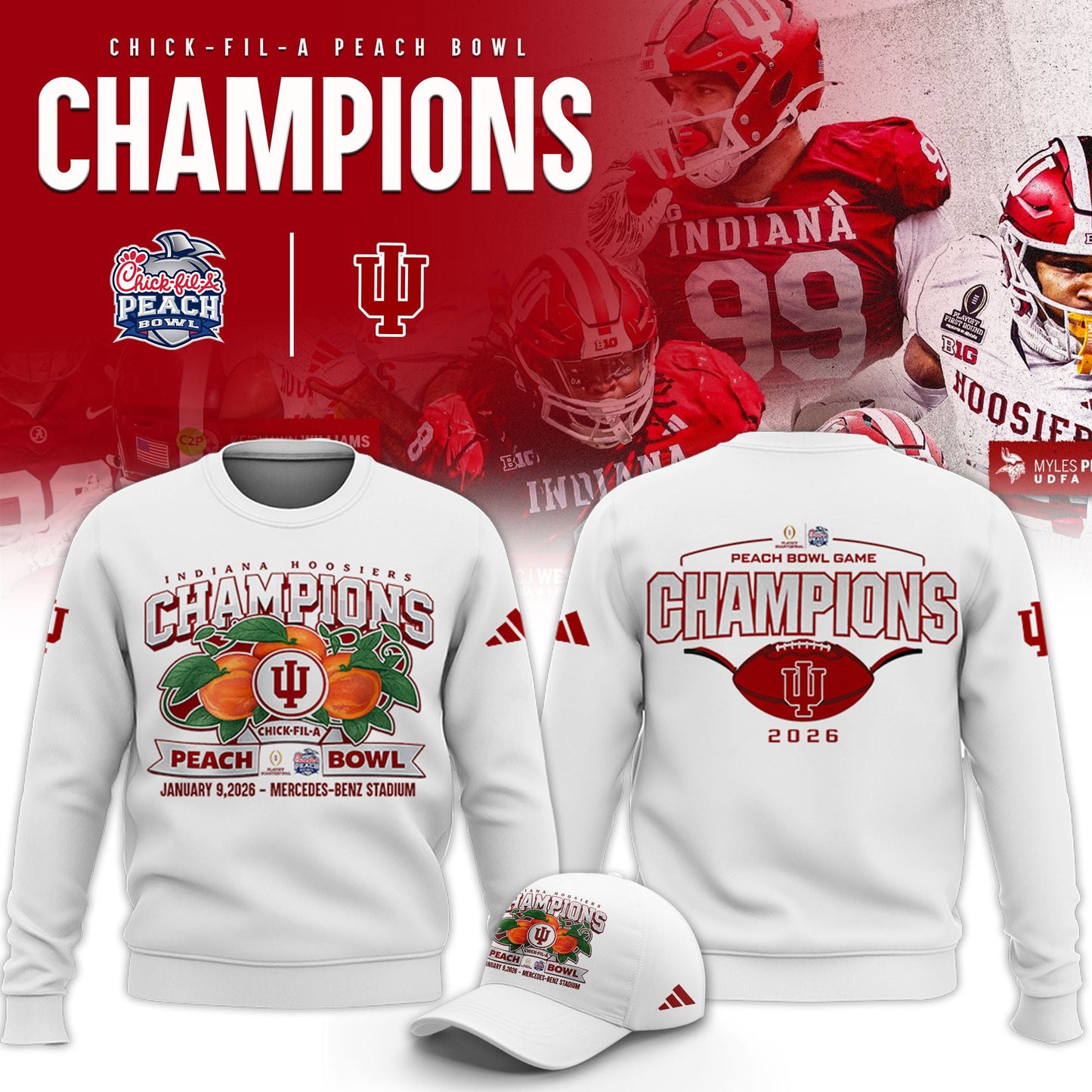 Indiana Hoosiers 2026 Peach Bowl Champions Limited Sweatshirt