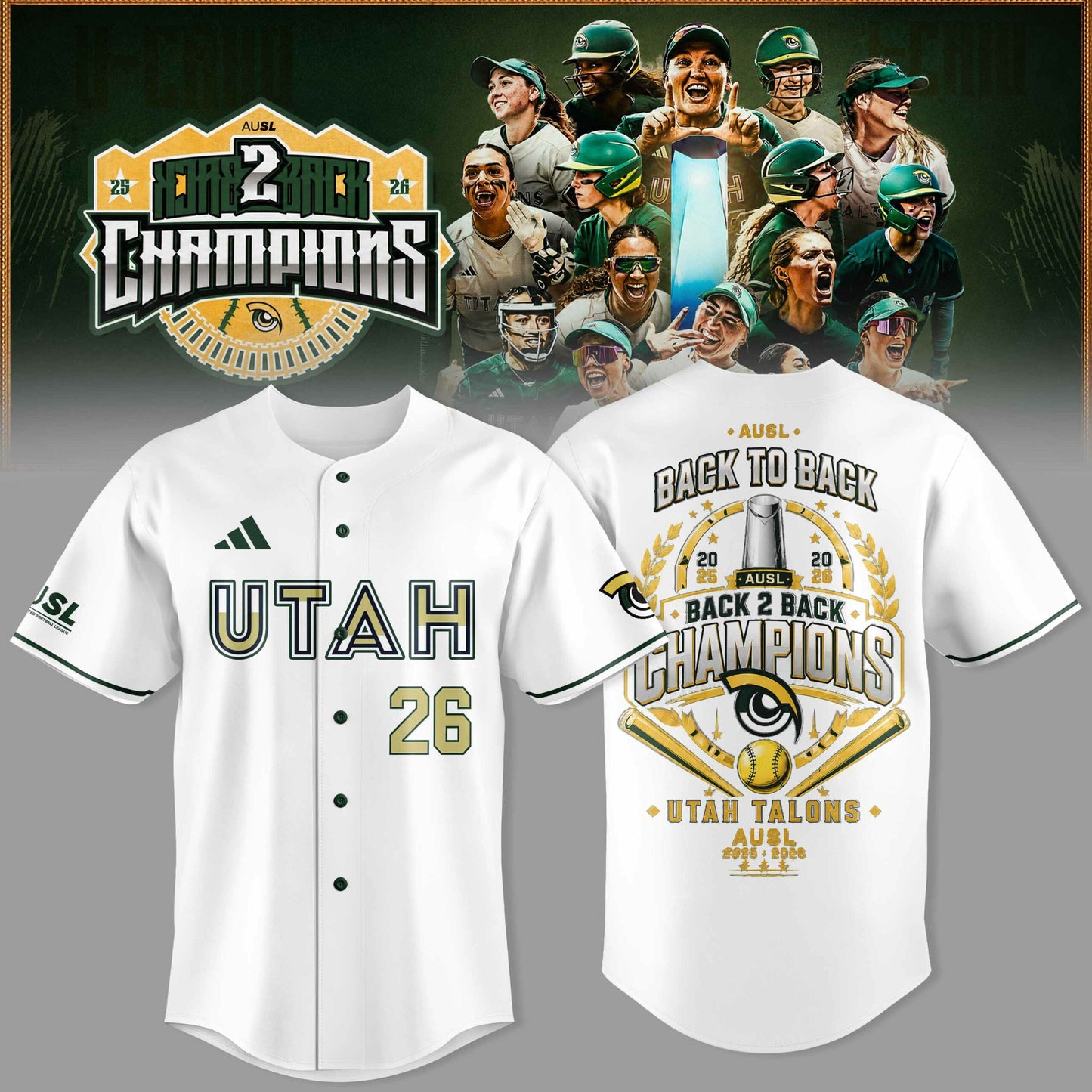 Utah Talons Back-to-Back 2026 Champions Jersey