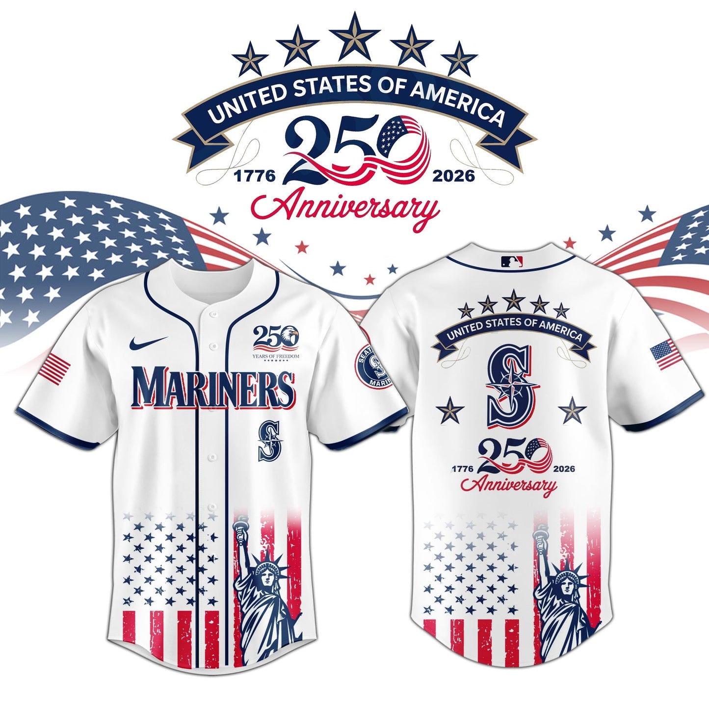 SEA Mariners special America’s 250th Anniversary Limited Edition Jersey