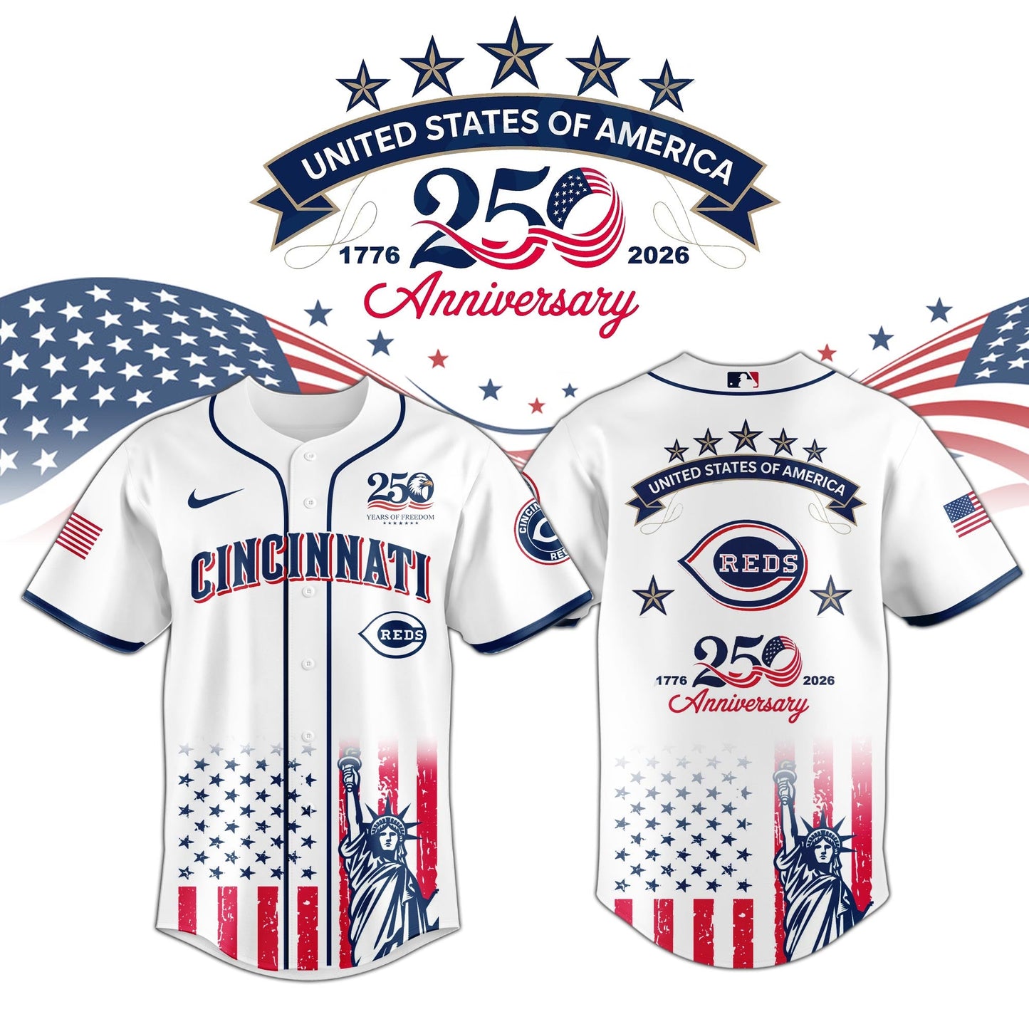 CIN Reds special America’s 250th Anniversary Limited Edition Jersey