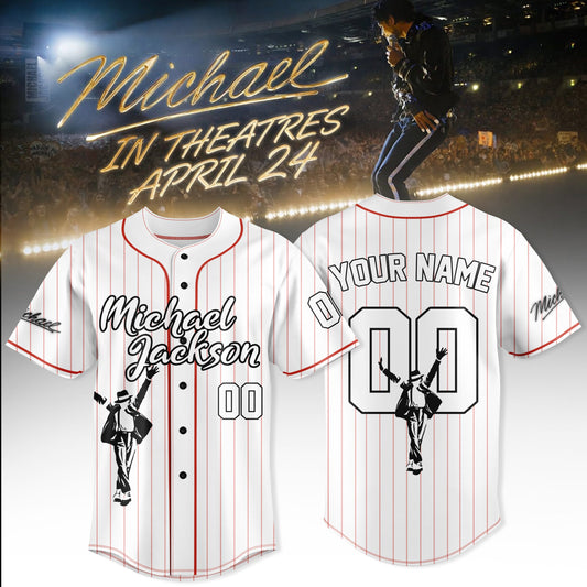 Michael Jackson Customize Baseball Jersey – Special Movie Edition – White