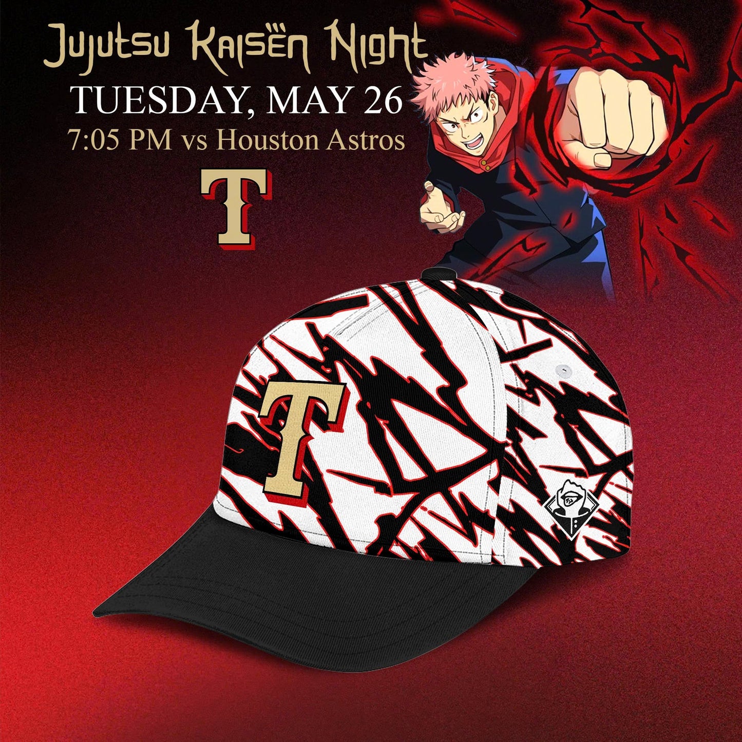 Texas Rangers x Jujutsu Kaisen ‘Sukuna’ Night 2026 Jersey
