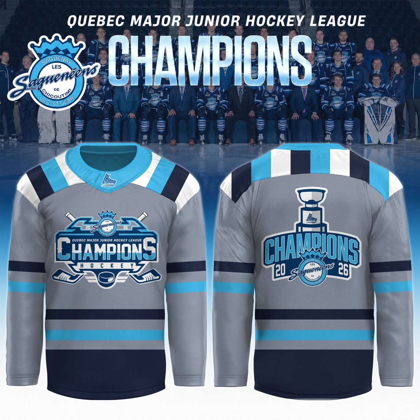 Chicoutimi Saguenéens 2026 QMJHL Champions Hockey Jersey Limited Edition