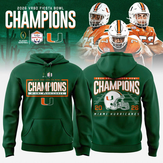 Miami Hurricanes 2026 Fiesta Bowl Champions Hoodie “ Green