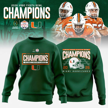 Miami Hurricanes 2026 Fiesta Bowl Champions Sweatshirt “ Green