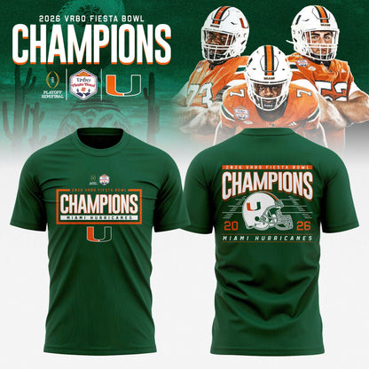 Miami Hurricanes 2026 Fiesta Bowl Champions T-shirt “ Green