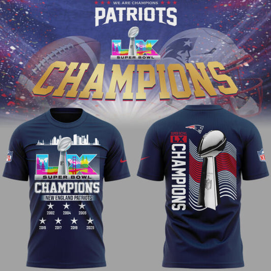 New England Patriots“ Super Bowl LX 2025 Champions T-Shirt