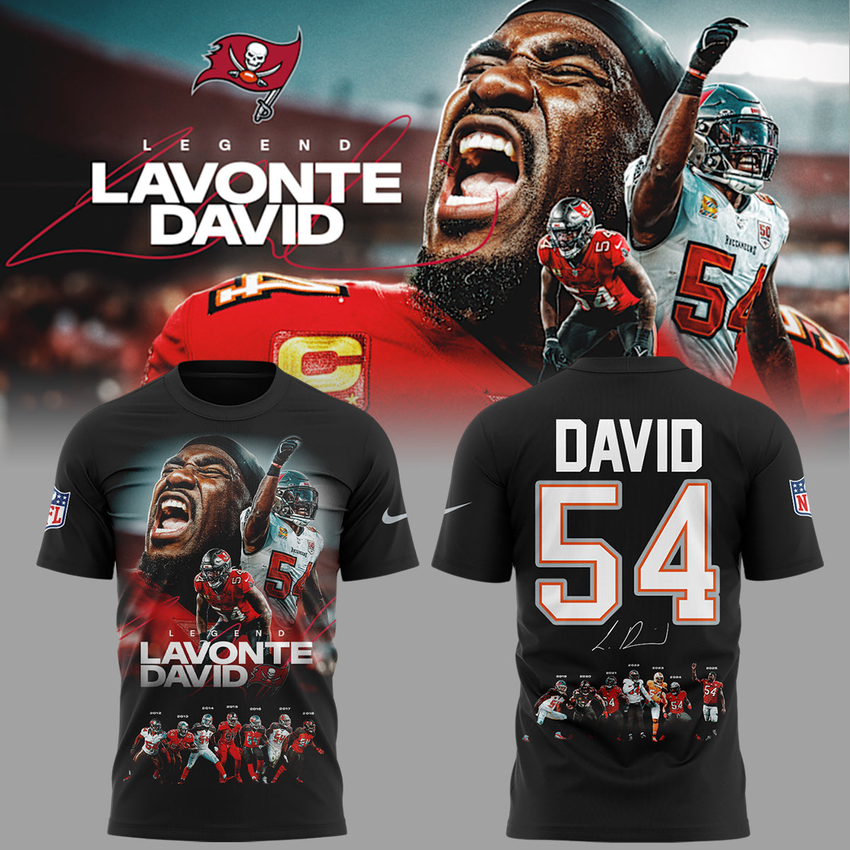 Limited Edition Legend Lavonte David “ Thank You For The Memories TShirt