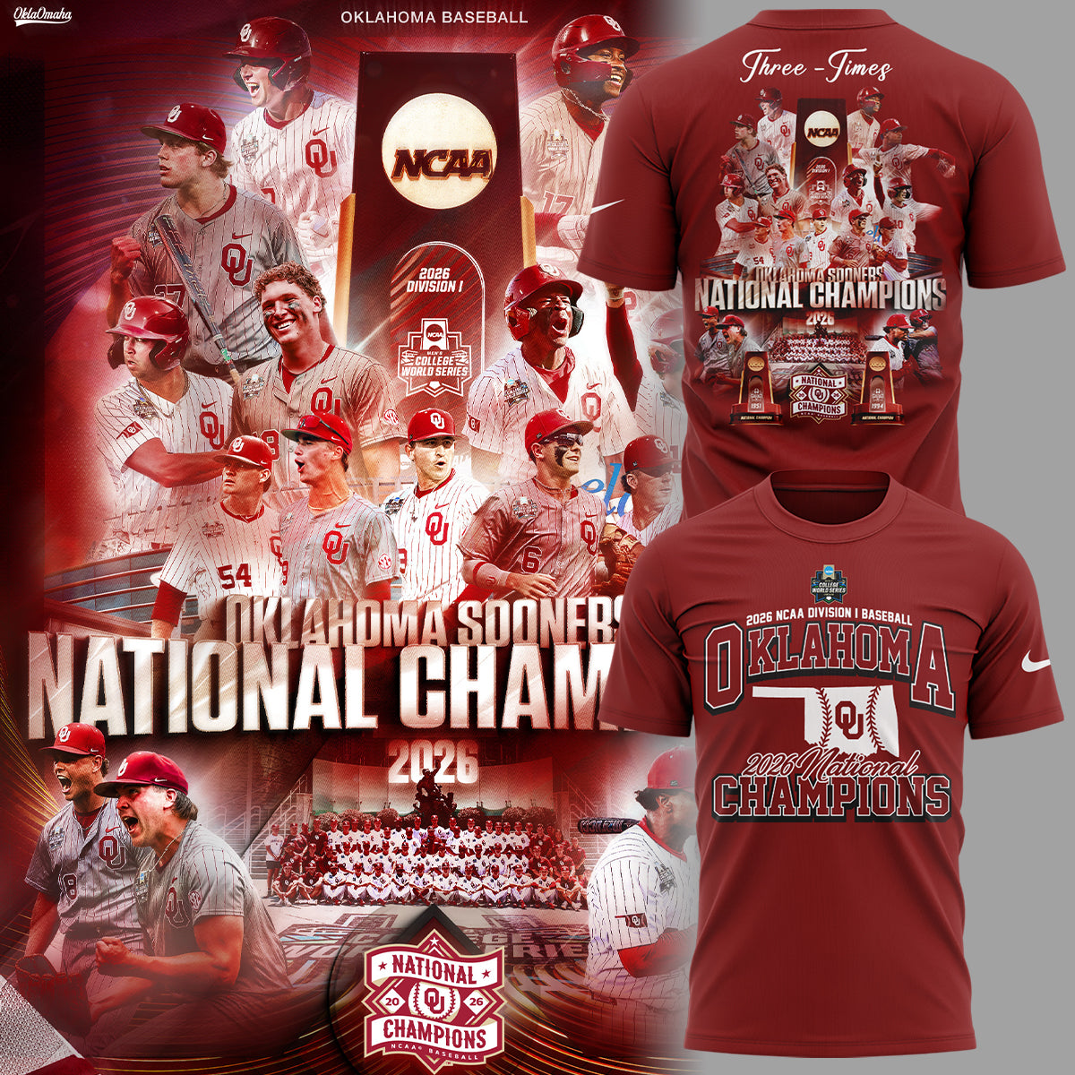Oklahoma Sooners 2026 NCAA Baseball National Champions Tshirt