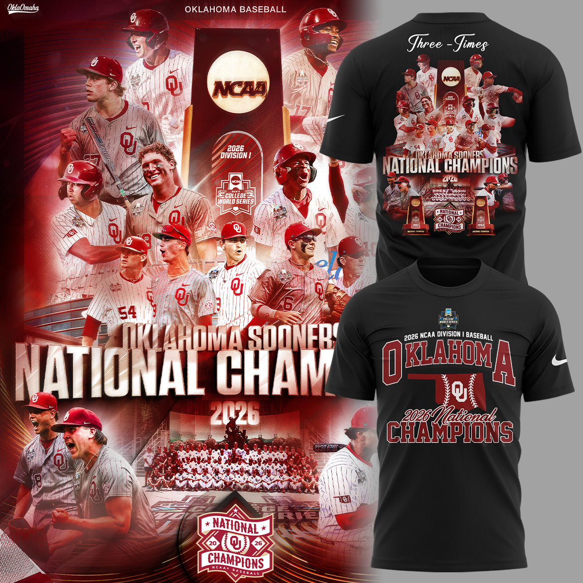 Oklahoma Sooners 2026 NCAA Baseball National Champions Tshirt
