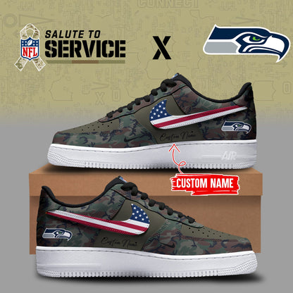 Limited Edition Salute to Service 2025 Air Force Shoes Custom Name - Seattle Seahawks