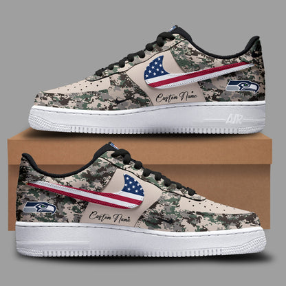 Limited Edition Salute to Service 2025 Air Force Shoes Custom Name - Seattle Seahawks