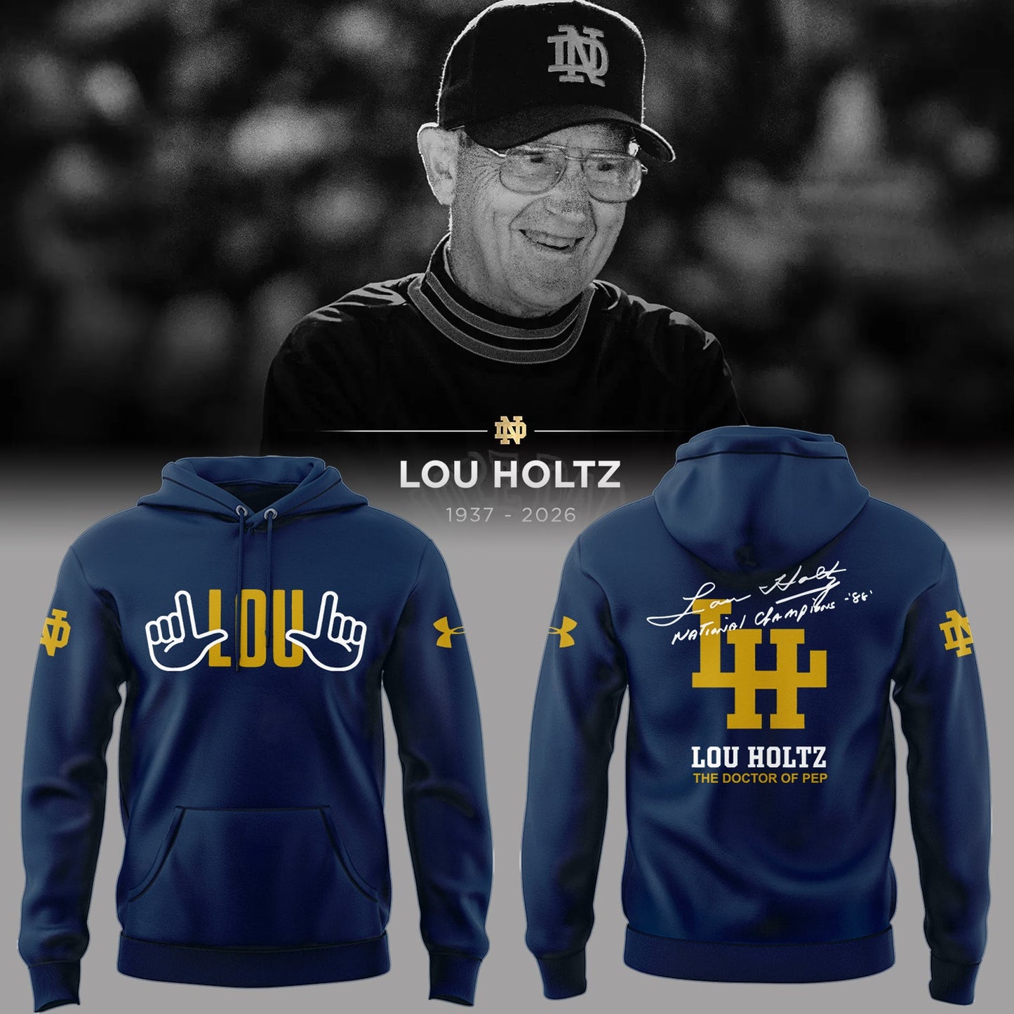 Notre Dame Legacy “ Lou Holtz Tribute Hoodie