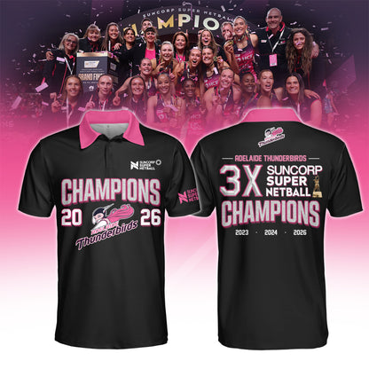 Adelaide Thunderbirds 2026 Champions Women’s Edition Polo For Fans Black