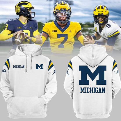 Limited Edition Michigan Printed Logo White Hoodie