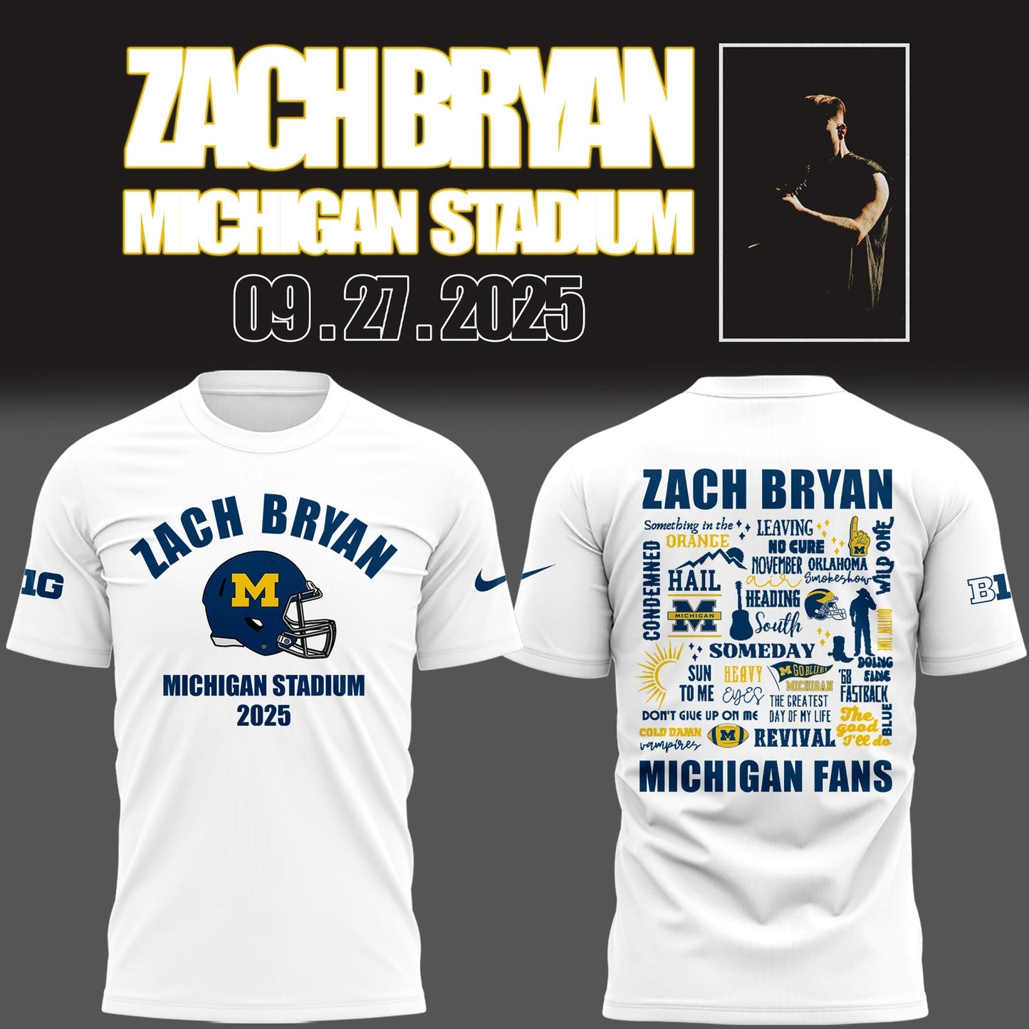 Limited Edition Michigan Fb Zach The Quittin™ Time Tour 2025 Michigan Stadium TShirt