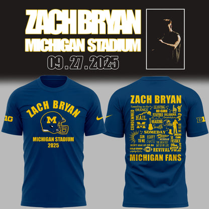 Limited Edition Michigan Fb Zach The Quittin™ Time Tour 2025 Michigan Stadium TShirt