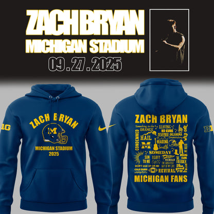 Limited Edition Michigan Fb Zach The Quittin™ Time Tour 2025 Michigan Stadium Hoodie