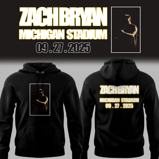 Limited Edition Michigan Fb Zach The Quittin™ Time Tour 2025 Michigan Stadium Black Hoodie
