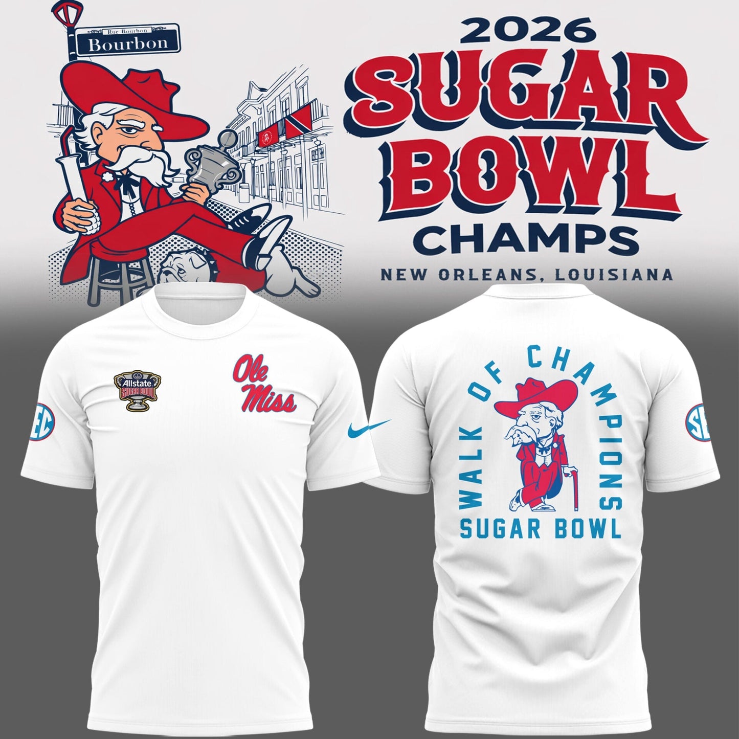Ole Miss Rebels 2026 Sugar Bowl Champions Limited Edition Combo T-Shirt