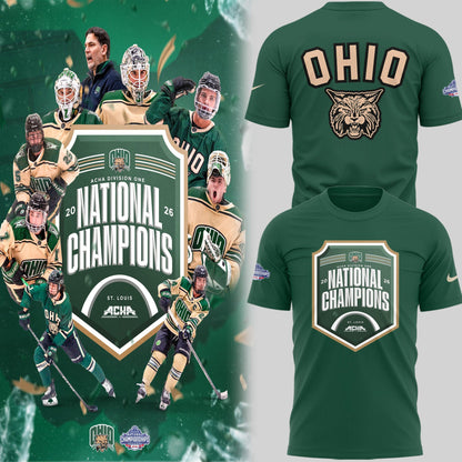 Limited Edition Ohio Bobcat ACHA National Champions 2026ðŸ†TShirt