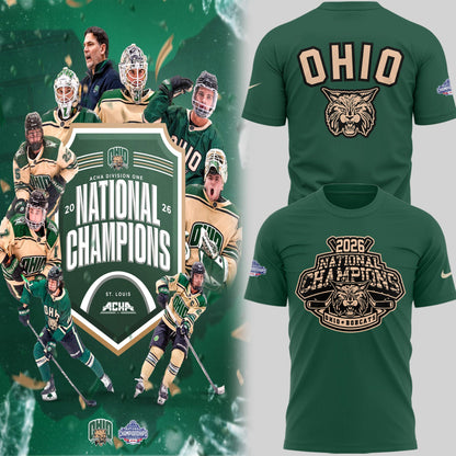 Limited Edition Ohio Bobcat ACHA National Champions 2026ðŸ†TShirt