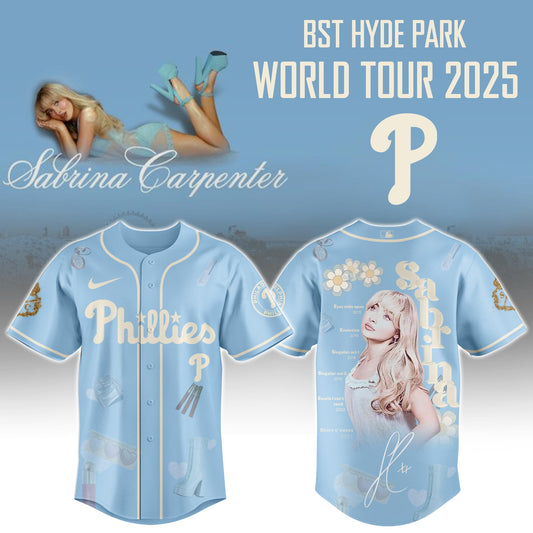 P Phillies x Sabrina Carpenter Short  Sweet Tour Jersey Editions Limited +Selling Out Fast