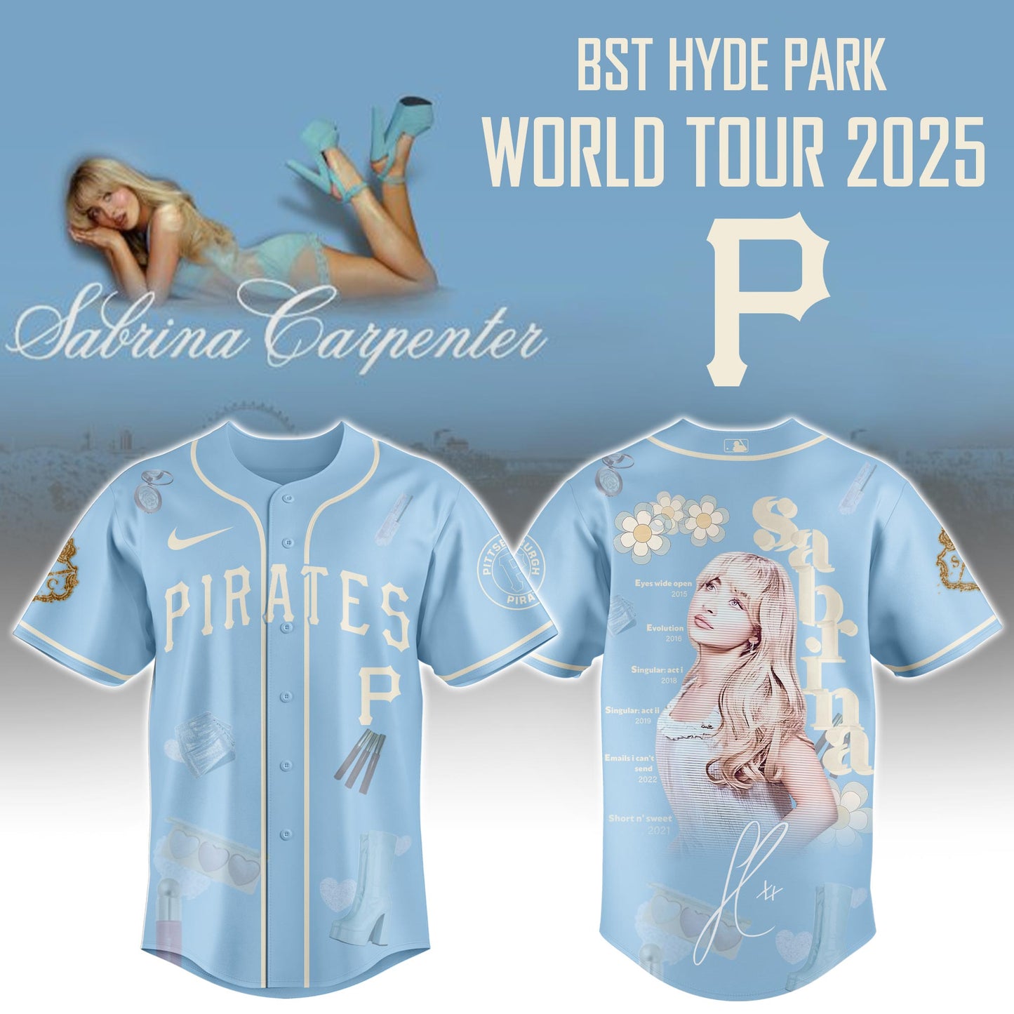 P Pirates x Sabrina Carpenter Short  Sweet Tour Jersey Editions Limited +Selling Out Fast