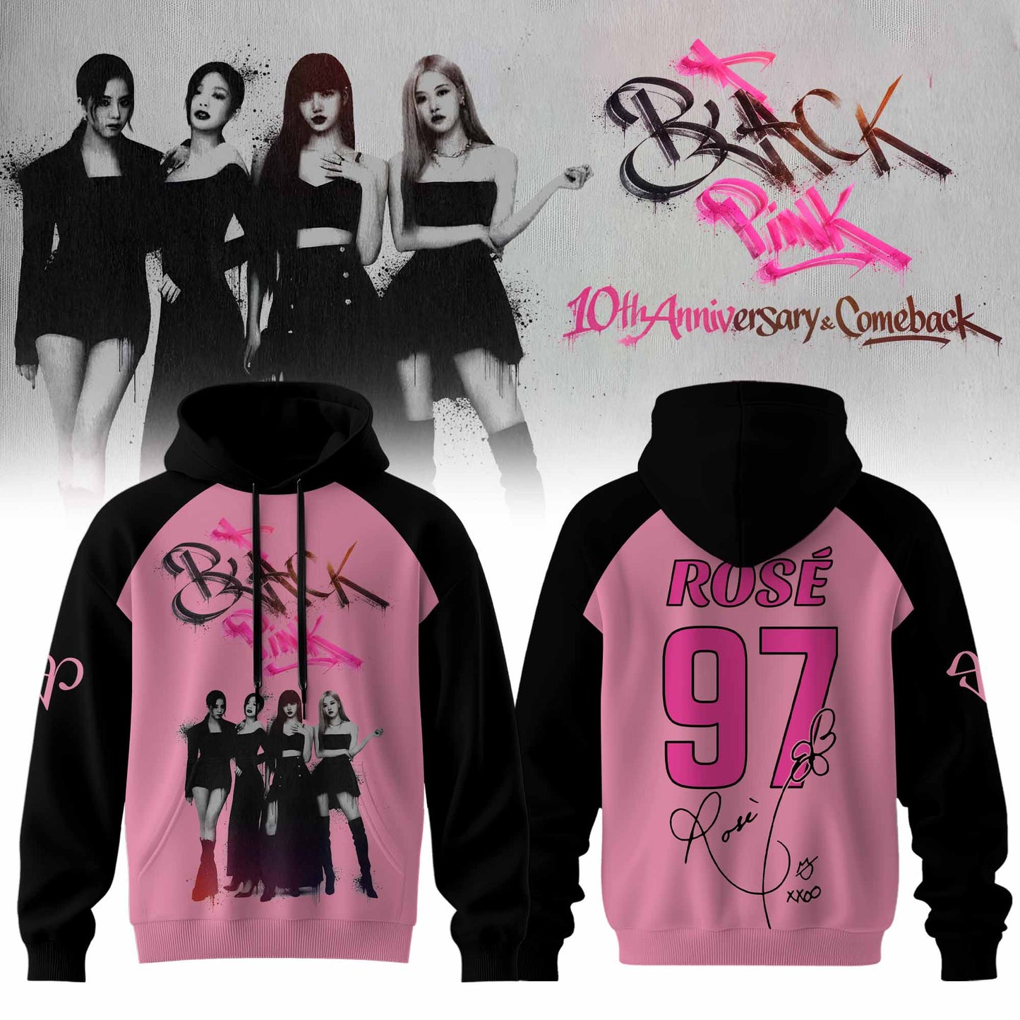 ðŸ–¤ BLACKPINK “ 10th Anniversary & Comeback ðŸ©· Hoodie “ RosÃ©