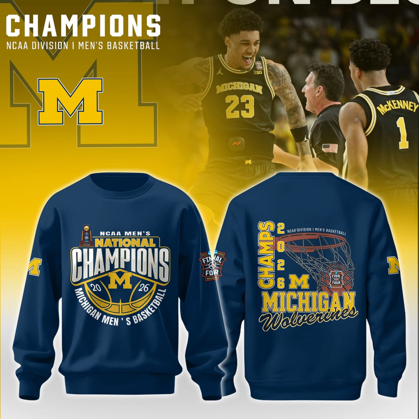 MICH Men™s Basketball 2026 National Champions Sweatshirt Limited Edition