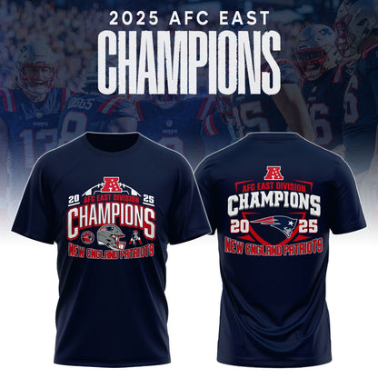 New England Patriots 2025 AFC East Champions T-Shirt Limited Edition