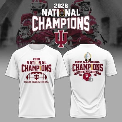 Indiana Hoosiers National Champions 2025/26 Tshirt White Limited Edition + Selling Out Fast