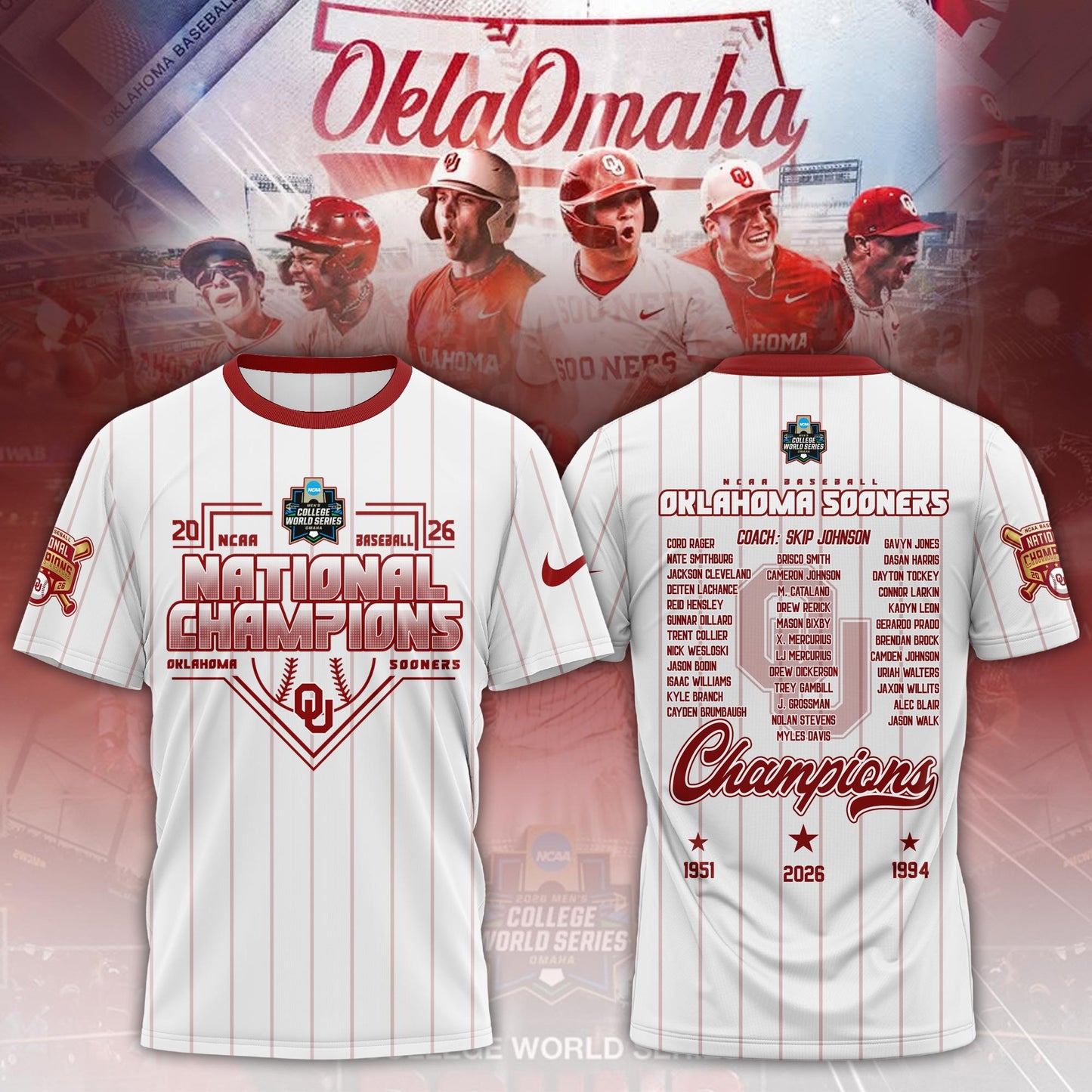 Oklahoma Sooners 2026 NCAA Baseball National Champions Tshirt