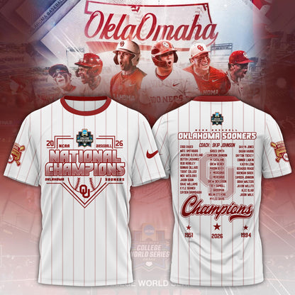 Oklahoma Sooners 2026 NCAA Baseball National Champions Tshirt