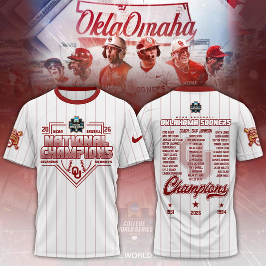 Oklahoma Sooners 2026 NCAA Baseball National Champions Tshirt