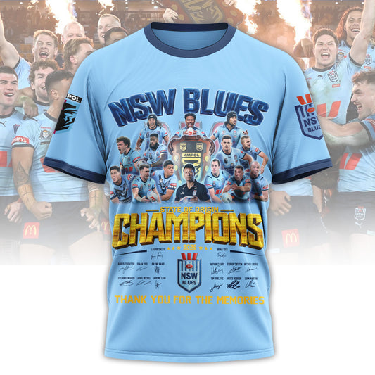 Limited Edition NSW Blues 2026 State Of Origin Champions Champions Shirt