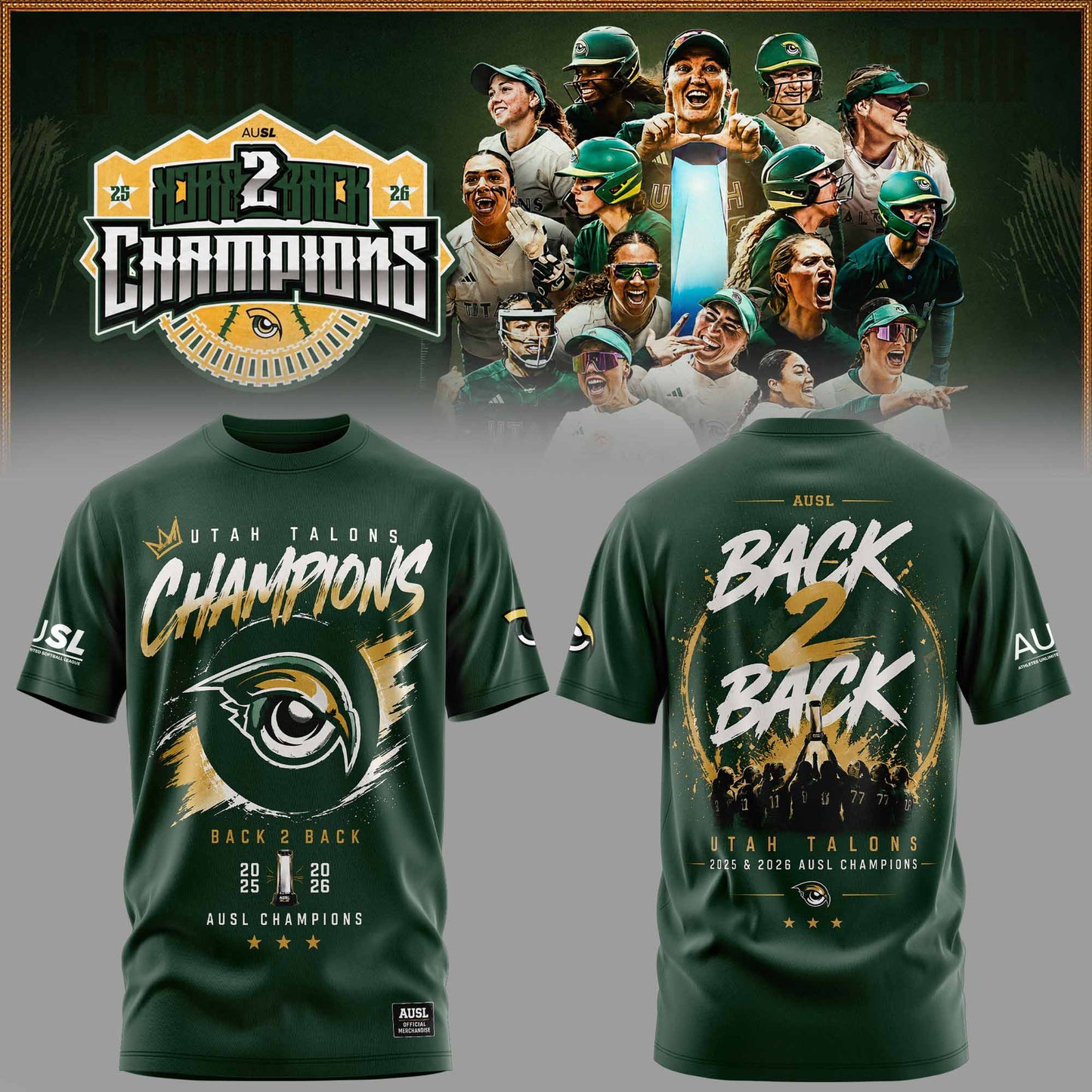 Utah Talons Back-to-Back 2026 Champions Tshirt