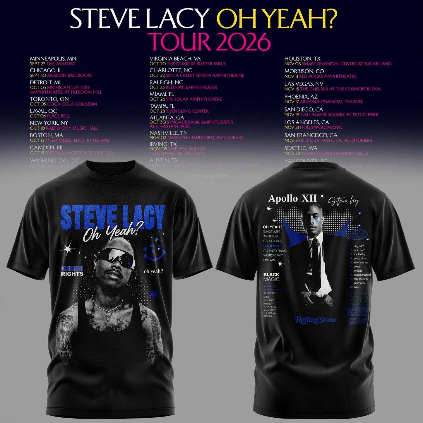 STEVE LACY — OH YEAH? TOUR 2026 T-SHIRT