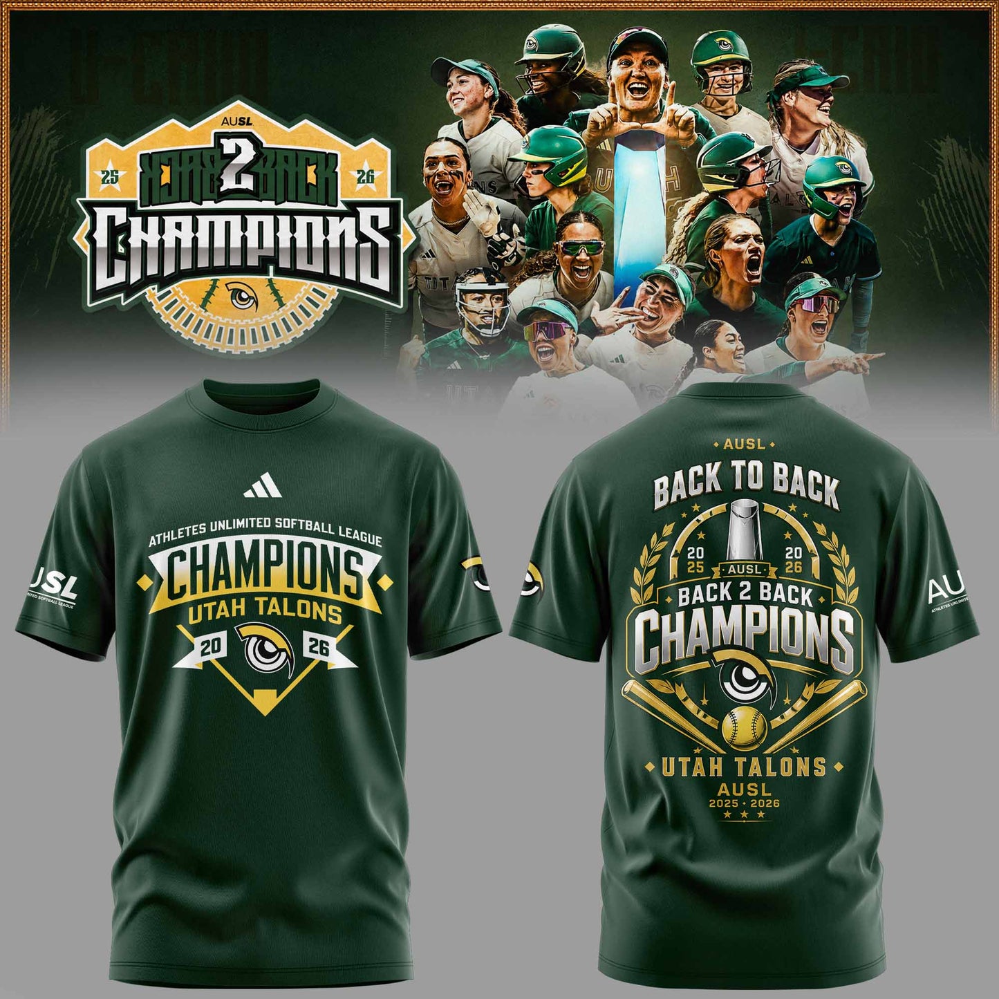 Utah Talons Back-to-Back 2026 Champions Tshirt