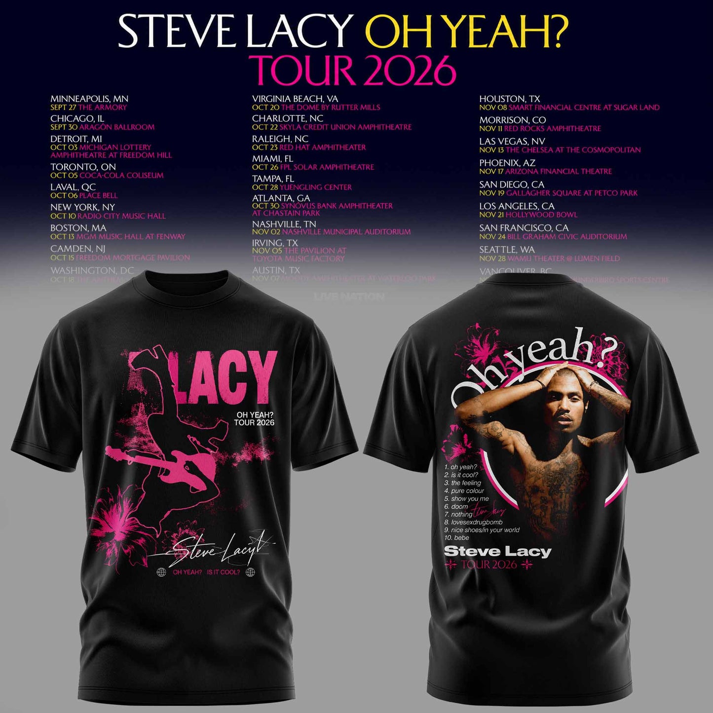STEVE LACY — OH YEAH? TOUR 2026 T-SHIRT