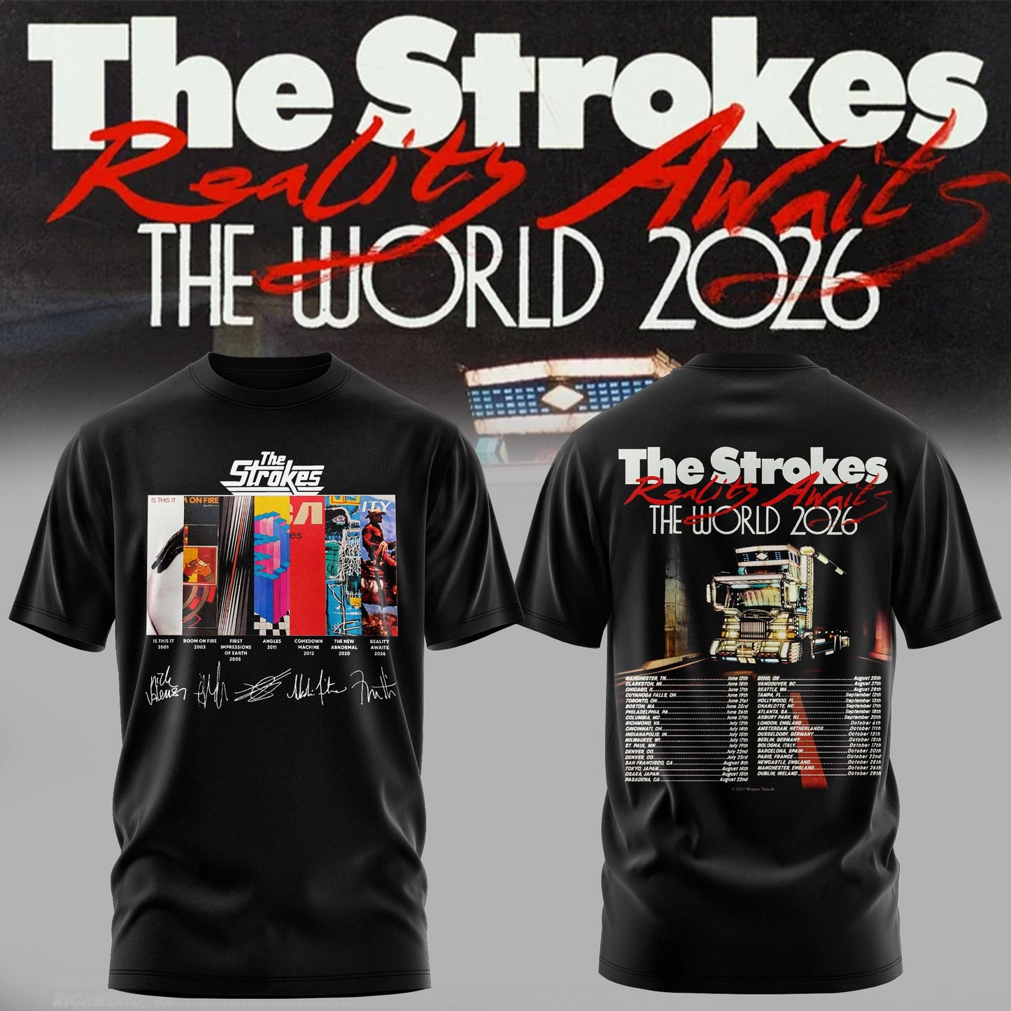 The Strokes – Reality Awaits Tour 2026 Edition Tee